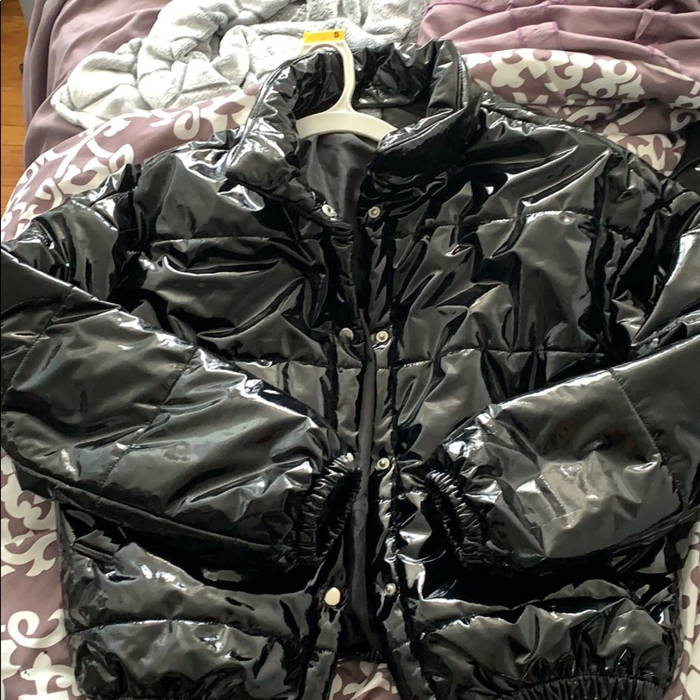 BLACK PATENT LEATHER JACKET